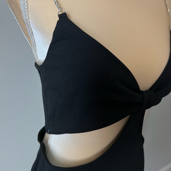 NWT Almost Famous gorgeous black cut out dress with rhinestone straps! - Picture 9 of 12